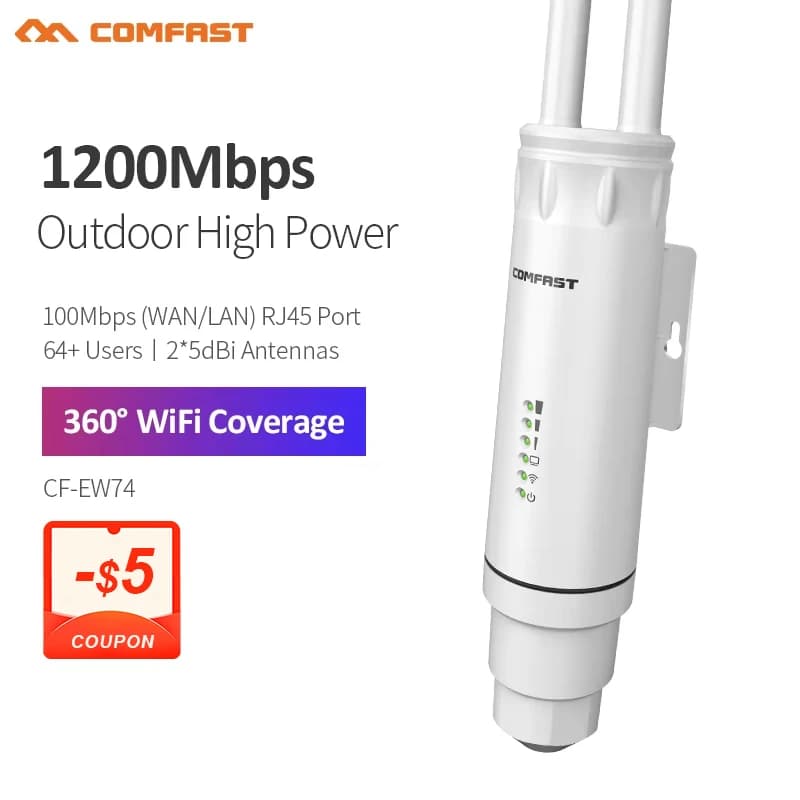 Comfast 300M/1200M punto de acceso al aire libre extensor WiFi inalámbrico 2,4G/5GHz AC1200 enrutador de área ancha antenas WiFi repetidor de calle