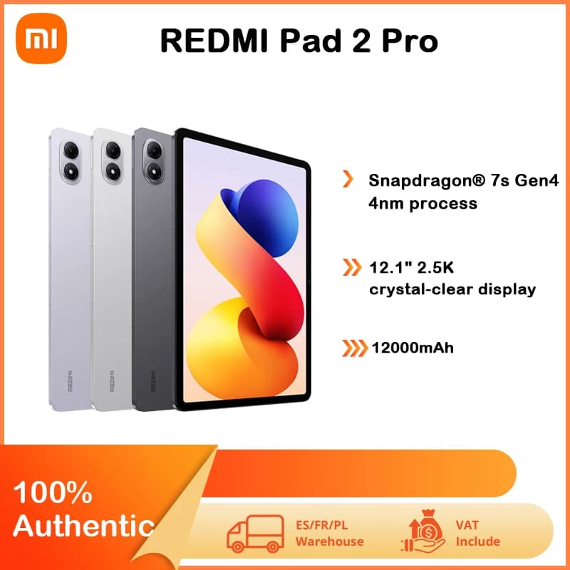 Xiaomi Redmi Pad 2 Pro, tableta Snapdragon de 12.1 pulgadas, 2.5K y 120Hz ® Cargador con Cable de 27W y 12000mAh de 7ª Generación con Función de
