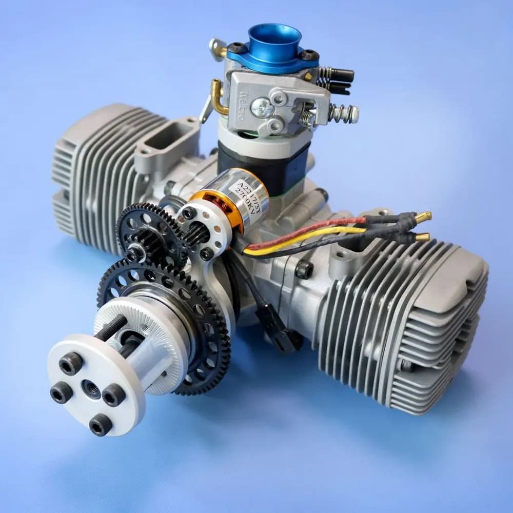 ¡Nueva llegada! NGH 70CC 2 tiempos 2 cilindros motor de gasolina GTT70 con arrancador eléctrico para avión RC
