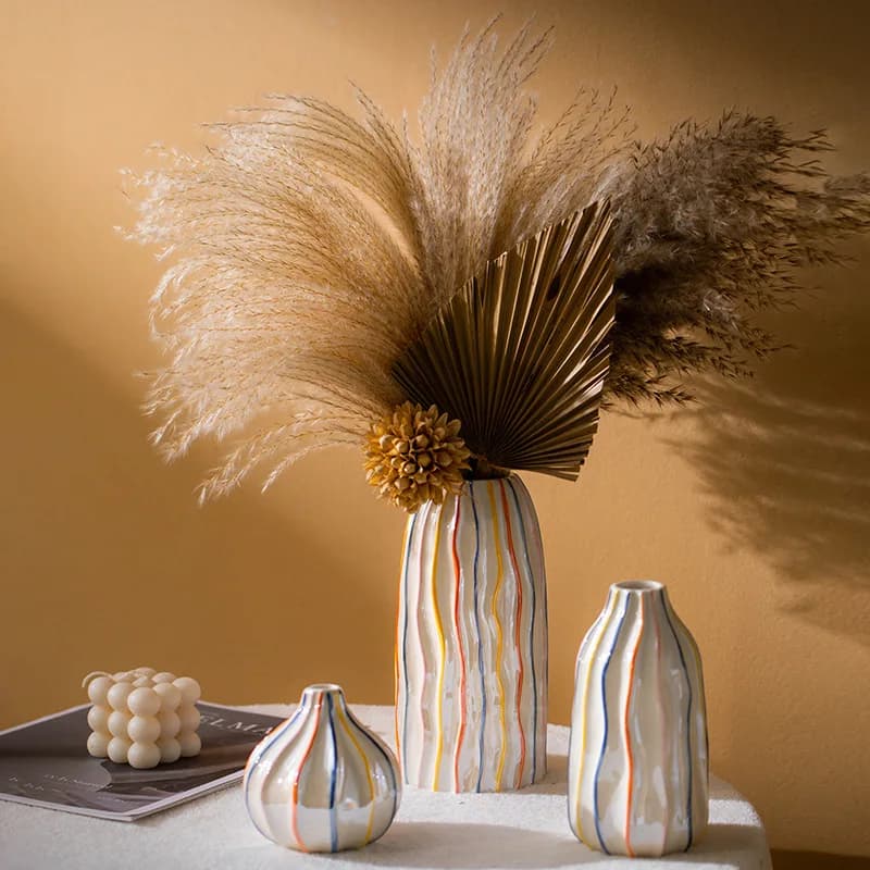 CAPIRON-jarrón de cerámica con rayas coloridas, nueva decoración del hogar, centro de mesa, decoración para sala de estar, maceta para flores de