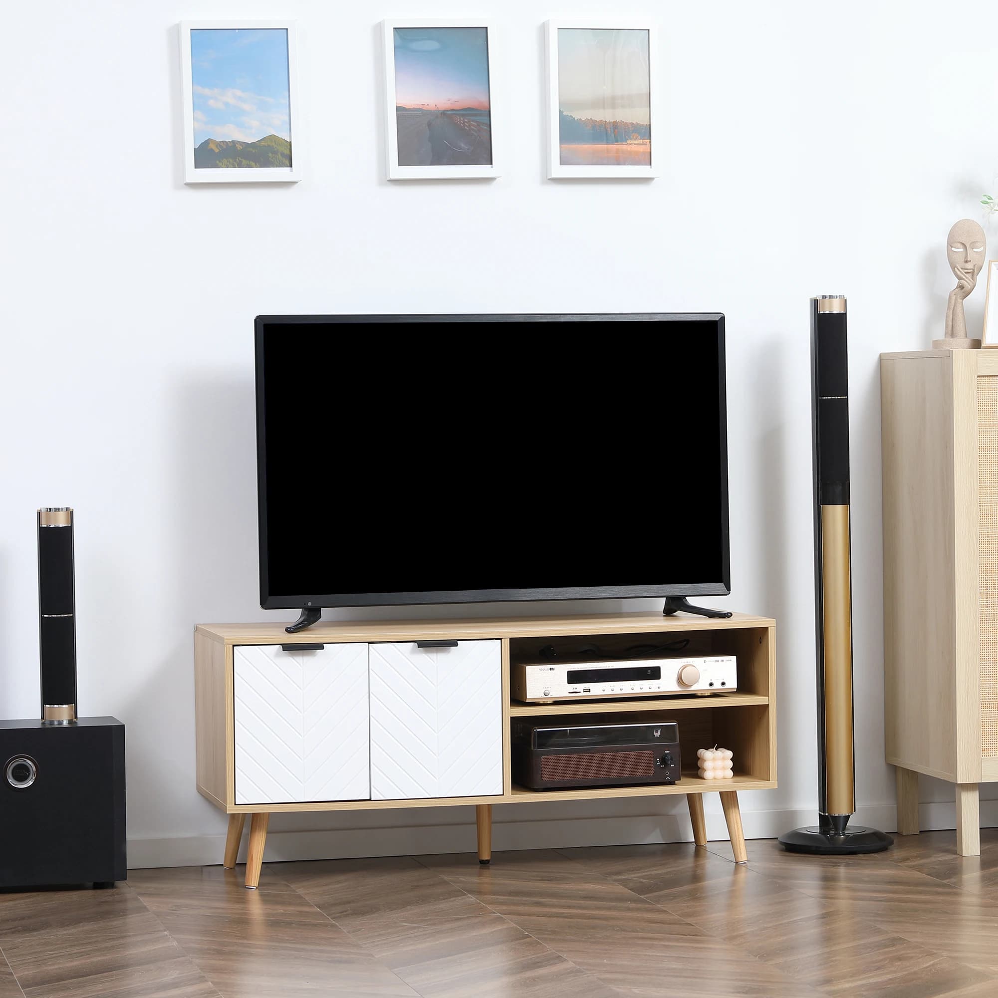 HOMCOM Mueble de TV con 2 Puertas 2 Estantes para Televisores 46" 110x39x48,8 cm