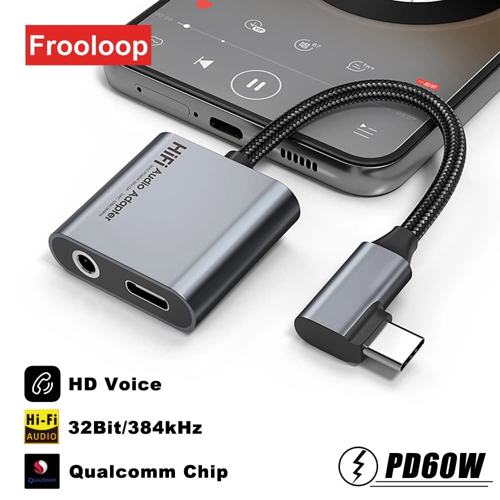 Adaptador USB C a conector Jack de 3,5 MM DAC tipo C 3,5mm auriculares Audio HiFi convertidor auxiliar PD 60W cargador Cable de auriculares