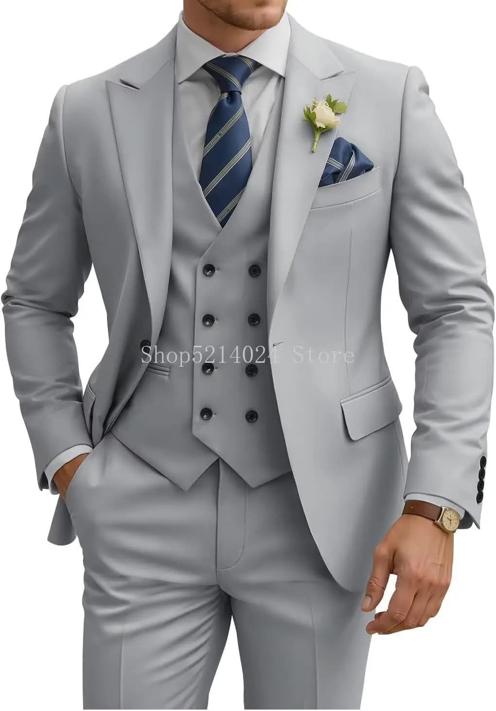 Traje para hombre, trajes ajustados de 3 piezas para hombre, traje cruzado, trajes de fiesta de boda, esmoquin Formal para cena de negocios
