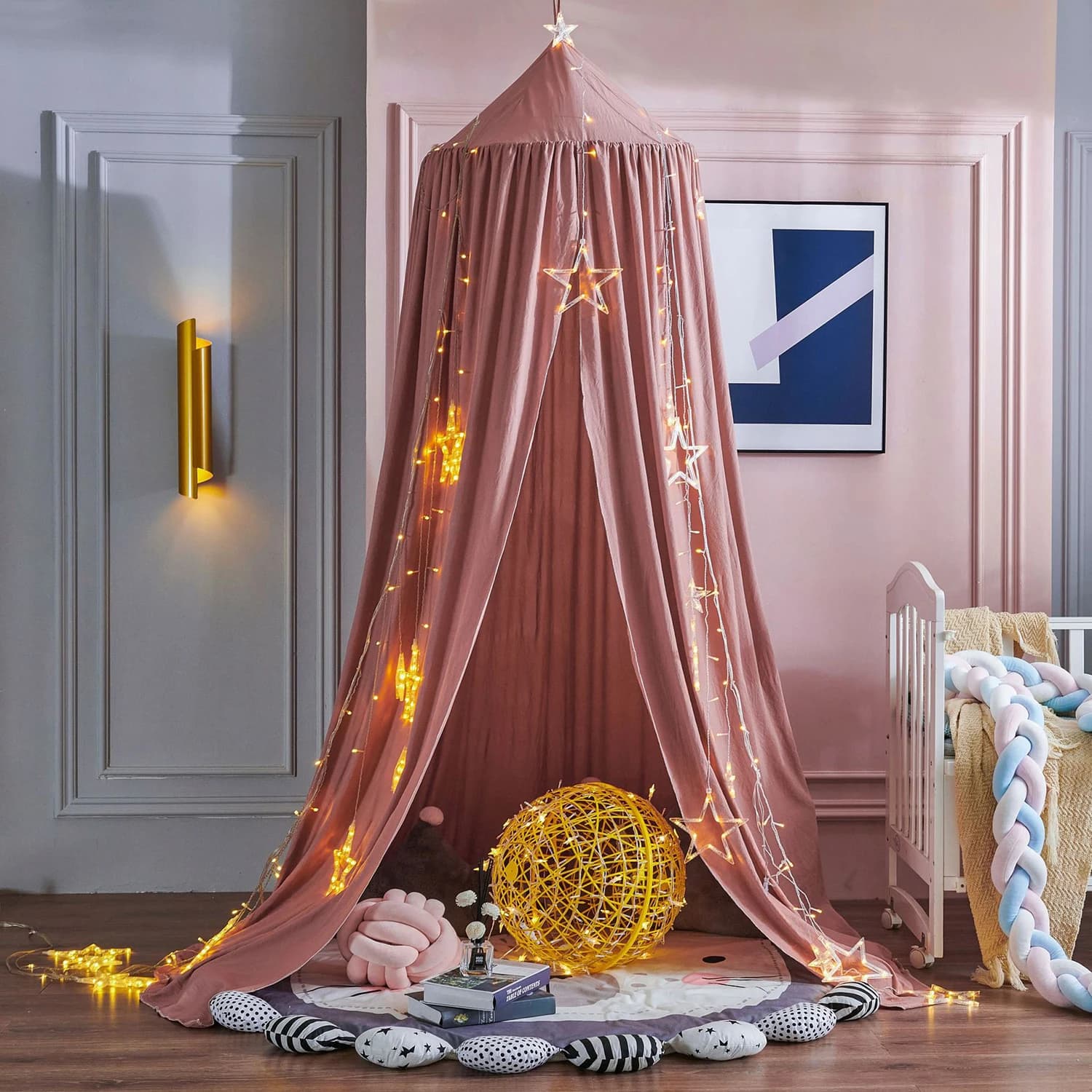 Battilo-moquitera para cama de niños, dosel para habitación de niños y niñas, cortina de cama para cuna infantil, tienda de campaña redonda