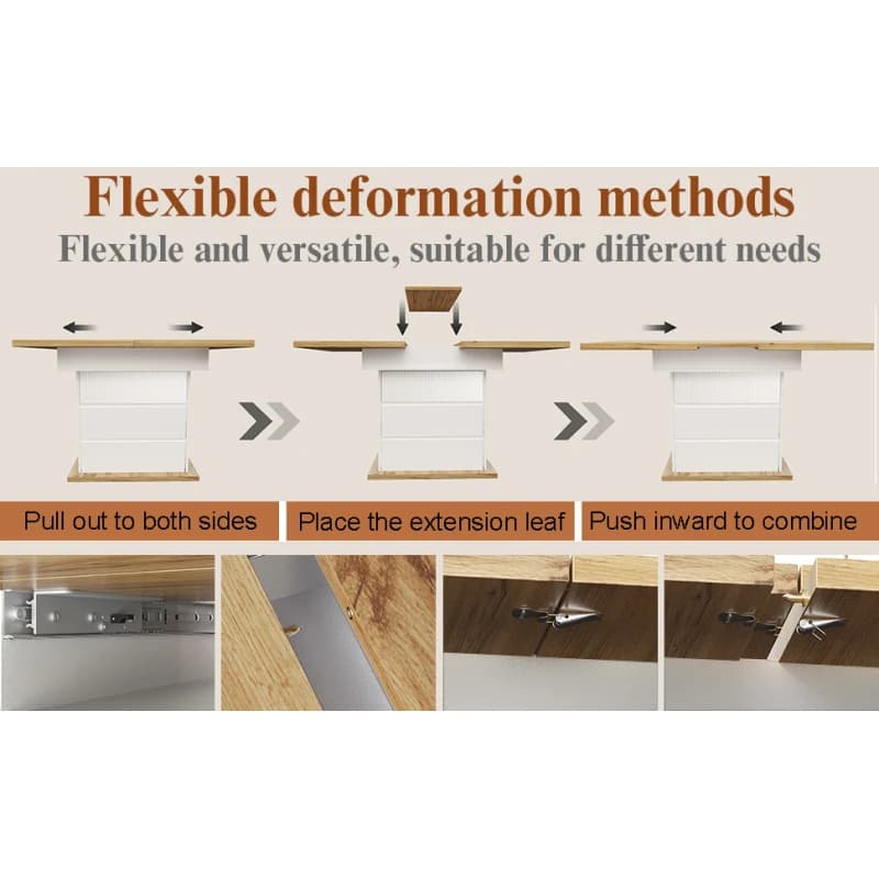 Mesas de comedor Mesa de comedor telescópica (110-140 x 80 cm), mesa de cocina plegable para 4-6 personas, mesa de comedor extensible, mesa de cocina
