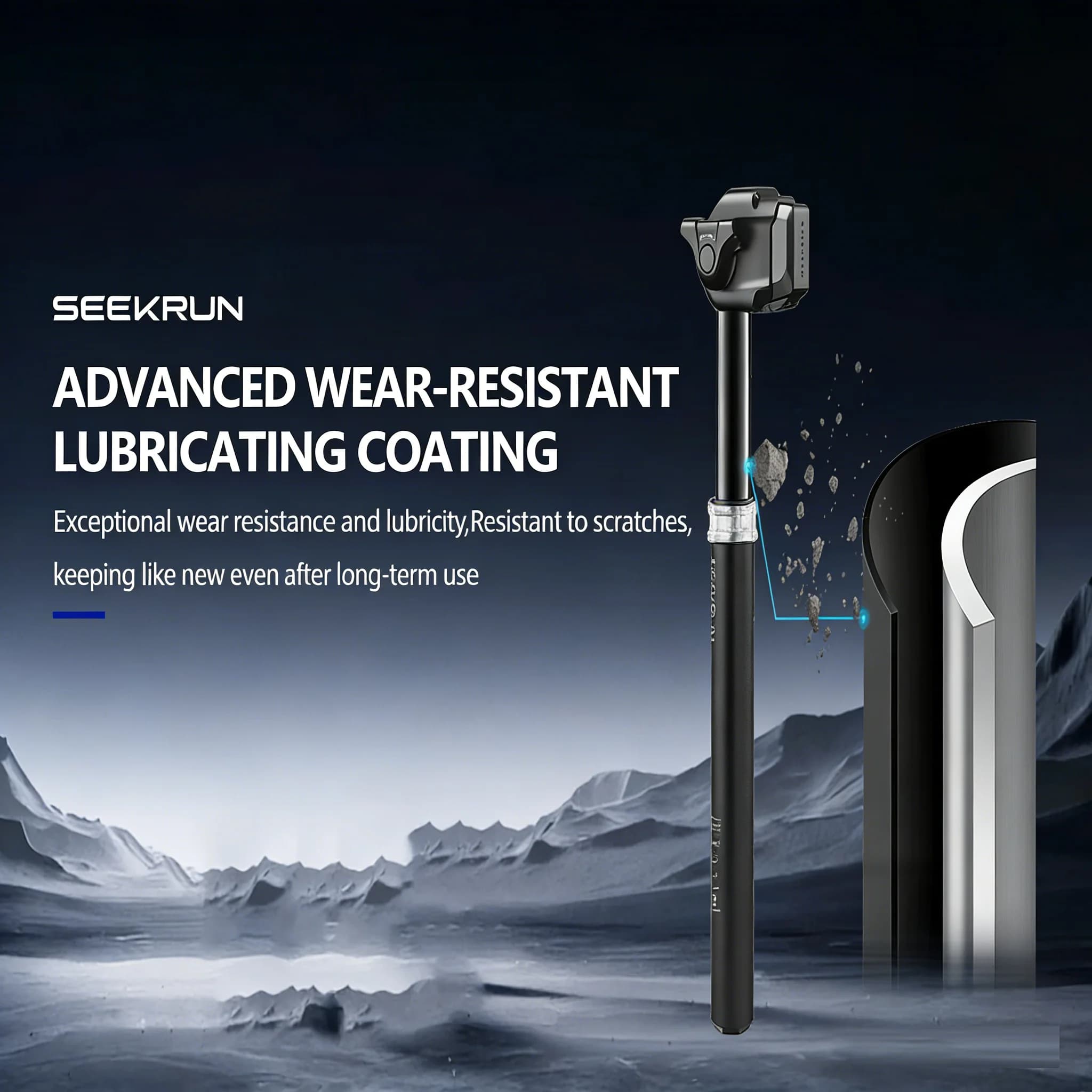 Tija de sillín inteligente inalámbrica SeekRun S7 con respuesta rápida de 0.03s, lubricación resistente al desgaste, recorrido de 100/125/150/175