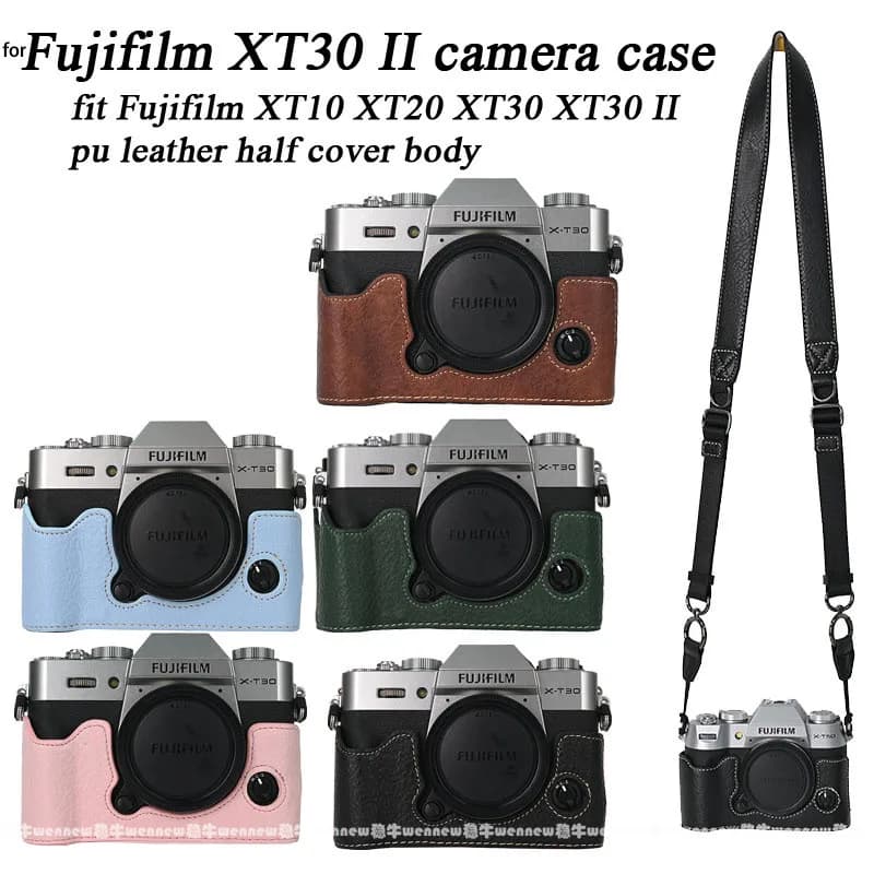 Funda de Cuero PU para Cámara Fujifilm XT30 II III, Funda Protectora de Medio Cuerpo para Fujifilm XT10 XT20 XT30 XT30 II III