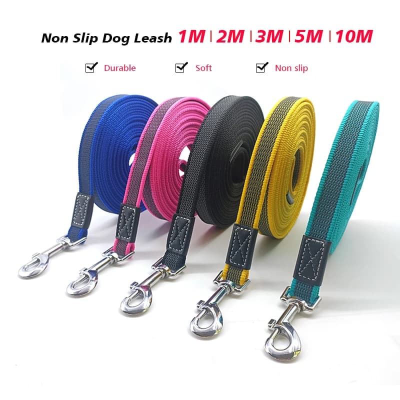 Correa para perros pequeños y grandes, 1M, 2M, 3M, 5M, cuerda para mascotas sin Silp, correas largas de goma de 5 metros, correas duraderas de 7M y