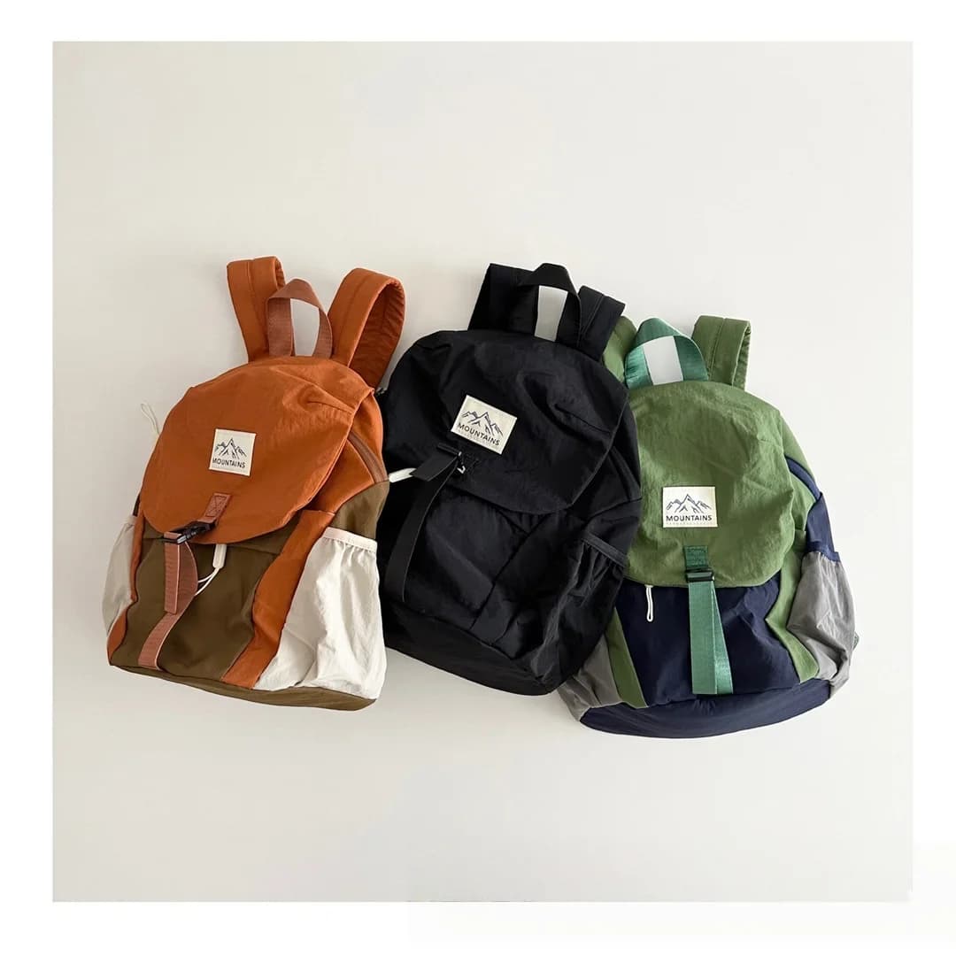Mochila ligera para niños, tela de secado rápido, elegante bloque de Color, bolso con solapa a la moda para primavera y otoño, senderismo al aire