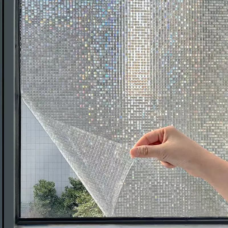 Pegatina de Mosaico de Vidrio Láser 3D, Película de Privacidad para Ventanas, Película de Ventana de Vidrio con Adsorción Electrostática, Apta