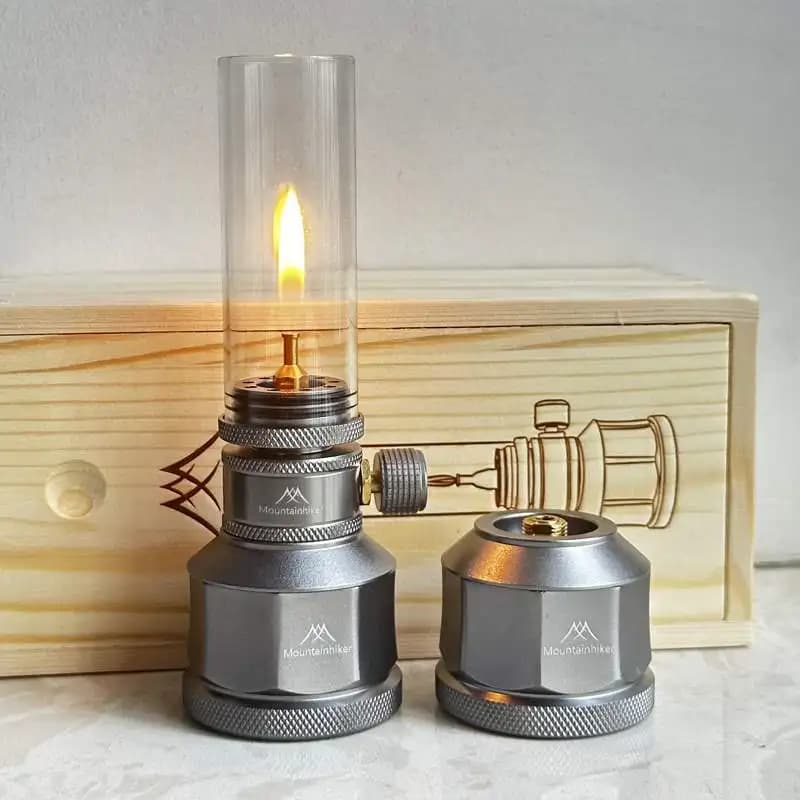 Lámpara de gas para acampar, linterna de gas de vidrio colgante pequeña portátil, mini tanque vacío opcional