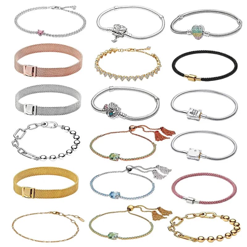 Cadena de Reloj Nueva de Plata S925, Borla de Oro con Zafiro, Flor Púrpura Dorada, Brazalete de Amor, Cadena de Hueso de Serpiente Simple y Exquisita