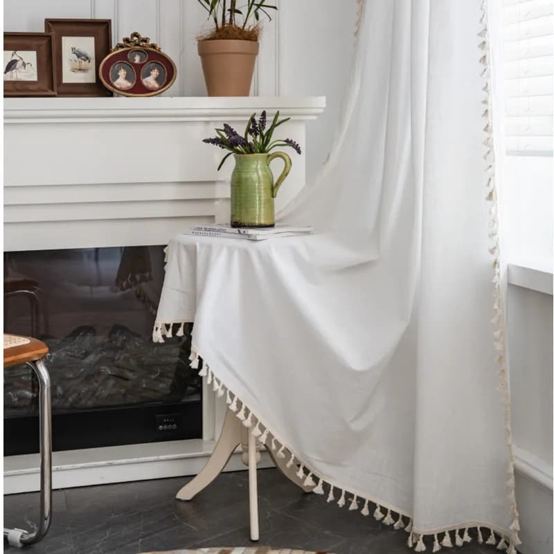 Cortinas Boho de Lujo con Borlas, Cortinas Opacas para Ventanas de Estilo Rústico, para Sala de Estar y Dormitorio, con Bolsillo para Barra,