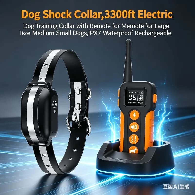 Collar de Adiestramiento para Perros de 3300 pies, Collar de Descarga Eléctrica con Control Remoto para Perros Pequeños, Medianos y Grandes,