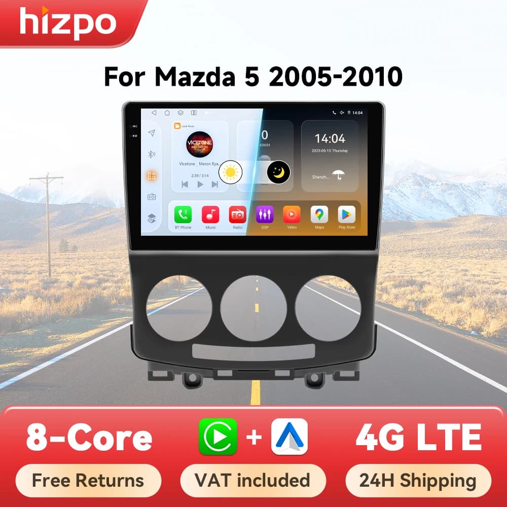 Hizpo AI Radio de voz para Mazda 5 2005 - 2010 4G reproductor de vídeo Multimedia para coche GPS 2din Autoradio inalámbrico CarPlay Android Auto DSP