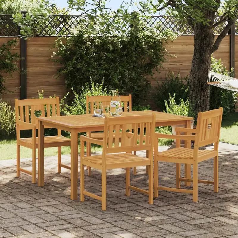 Sillas de Jardín de Madera Maciza – Sillas de Madera de Acacia Resistentes a la Intemperie para Patio y Jardín con Respaldo y Reposabrazos