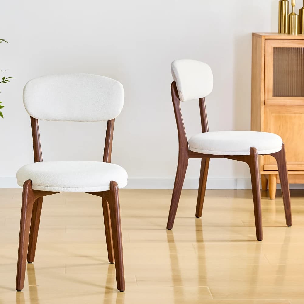 Juego de 2/4 Sillas de Comedor Modernas de Mediados de Siglo, Sillas Laterales de Tela de Lino con Asientos Acolchados Gruesos, Sillas Decorativas