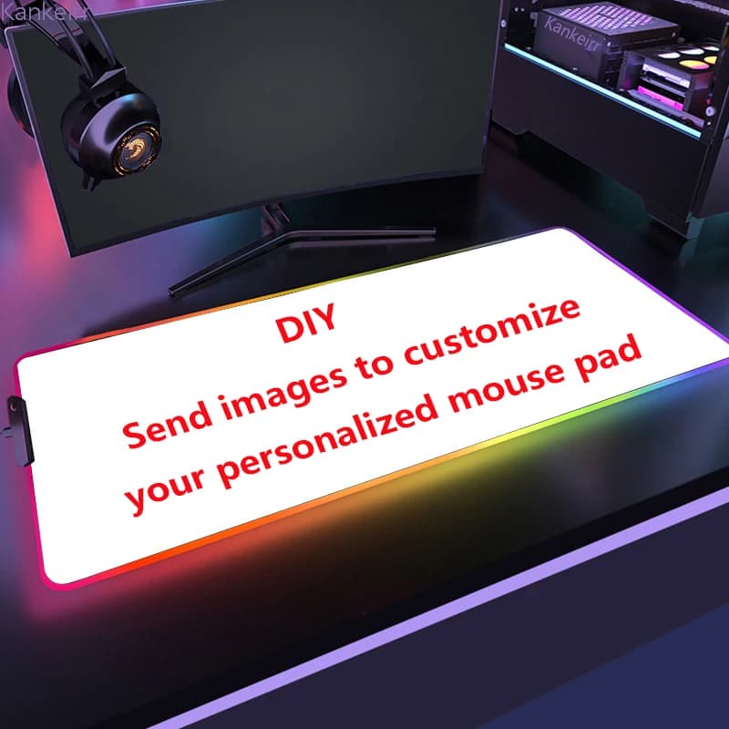 Alfombrilla de ratón grande Diy HD personalizada Led Rgb alfombrilla de ratón luminiscencia alfombrilla de ratón ordenador portátil Gamer Pasd PC
