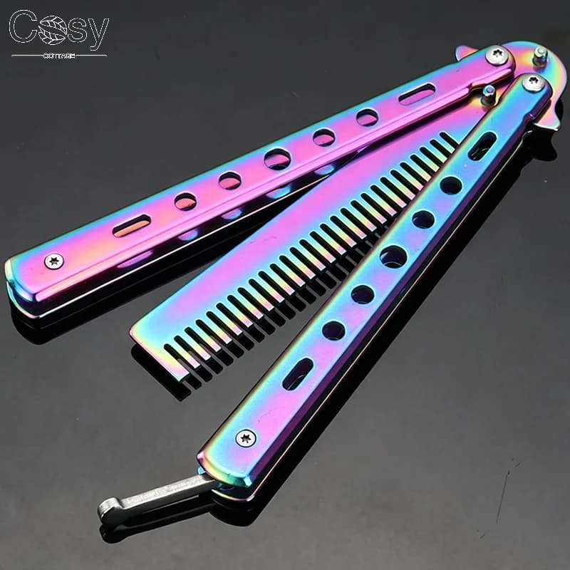 Cuchillo de entrenamiento de mariposa portátil plegable CSGO Balisong, navaja de bolsillo sin cortar, peine de mariposa para herramienta de