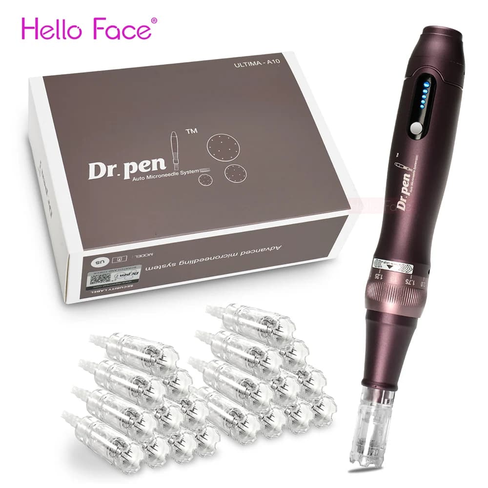 Dr pen Ultima A10 con 12 cartuchos - Kit inalámbrico de cuidado de la piel con microagujas - Tratamientos profesionales de belleza con máquina de