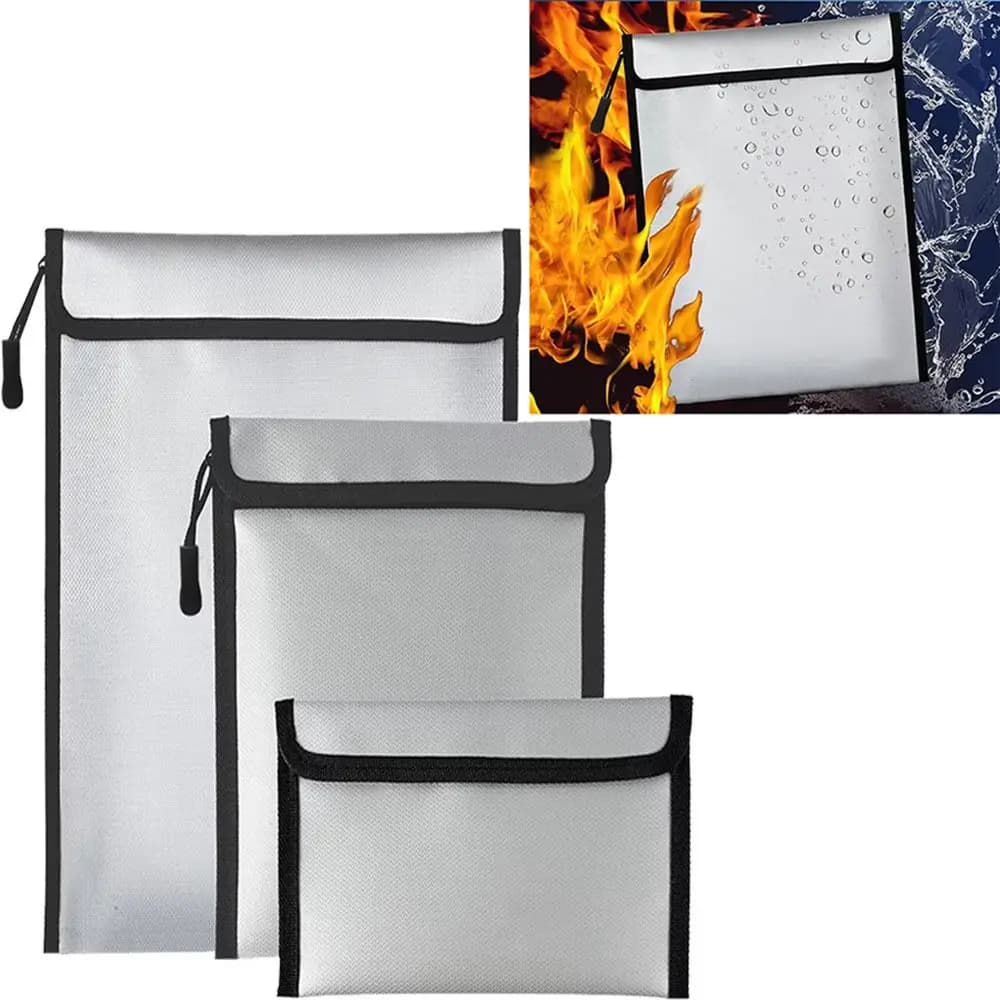 Bolsa impermeable para documentos ignífuga, bolsa de almacenamiento de efectivo de seguridad con cierre de cremallera S/M/L, portátil resistente al