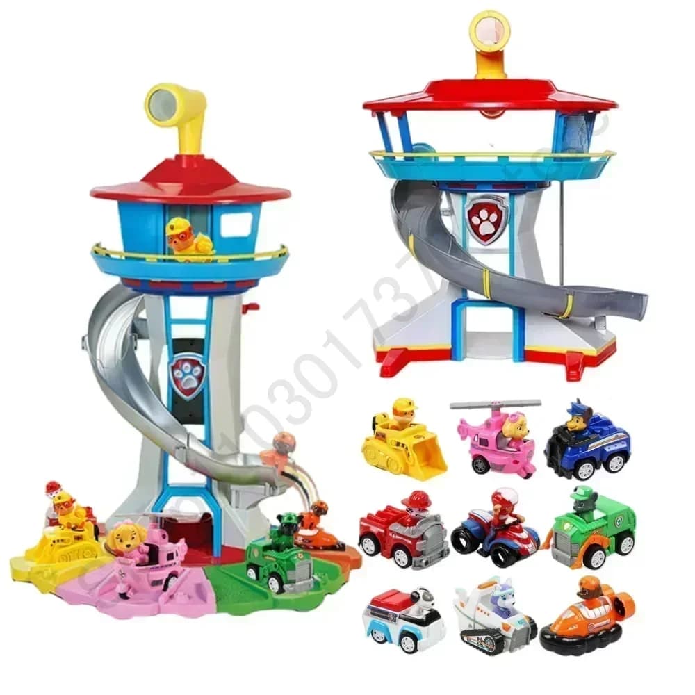 Juego de juguetes de la patrulla canina, figuras de dibujos animados de Anime, patrulla canina, Chase Skye, bicicleta de rebote, decoración del