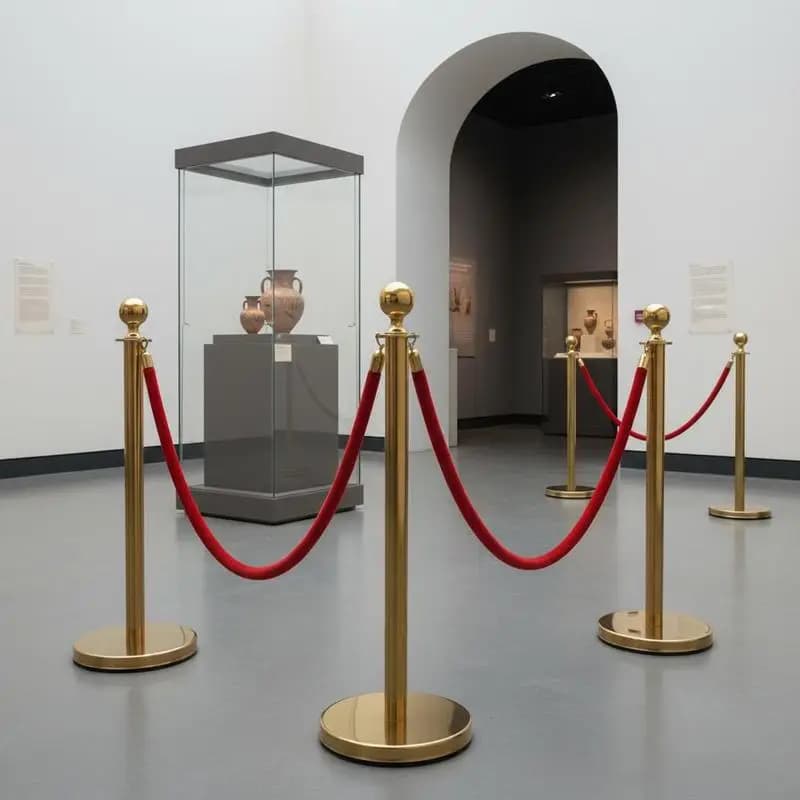 4 Postes de Acero Inoxidable de 1.5 m con Base Hueca de Inyección de Arena y 2 Cuerdas de Terciopelo Rojo, Barreras de Control de Multitudes para
