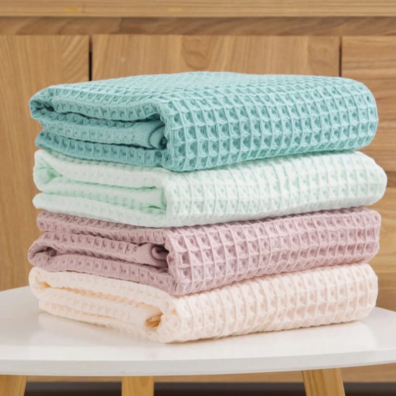 Juego de toallas de baño 100% de algodón para adultos y niños, toalla de gofres suave súper absorbente para baño, toallas de limpieza de cocina
