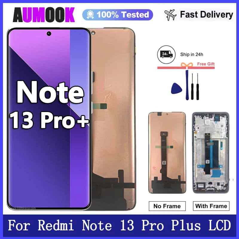 Nueva pantalla AMOLED para Redmi Note 13 Pro+, pantalla LCD con digitalizador de pantalla táctil para Redmi Note 13Pro Plus 5G, repuesto de pantalla