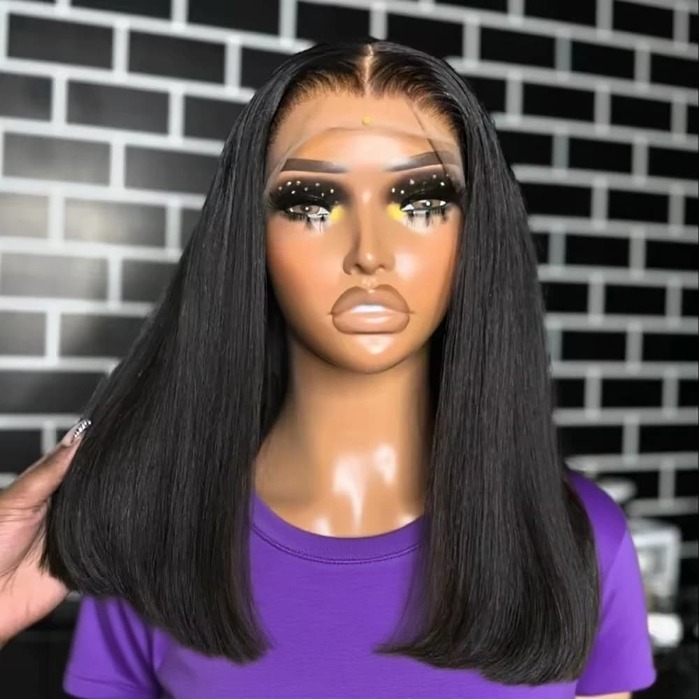 Pelucas frontales de encaje transparente para mujer, cabello humano liso Bob corto, 13x6, 13x4, Hd, 250% de alta densidad, sin pegamento