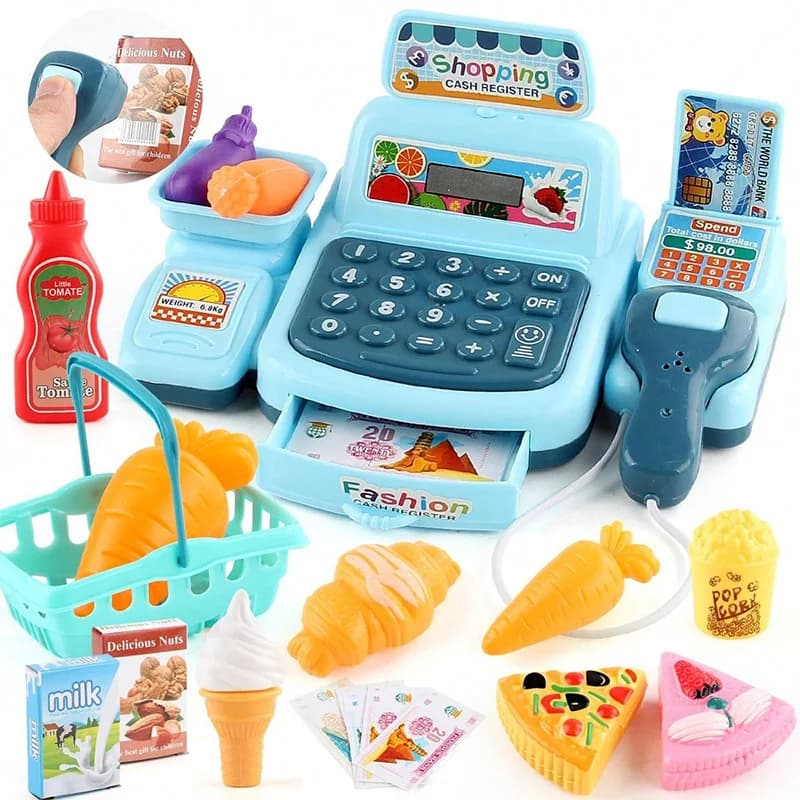 Simulación de compras, casa en efectivo, juguetes, juego electrónico, efectos de iluminación y sonido, supermercado, cajero, juguetes para niños,