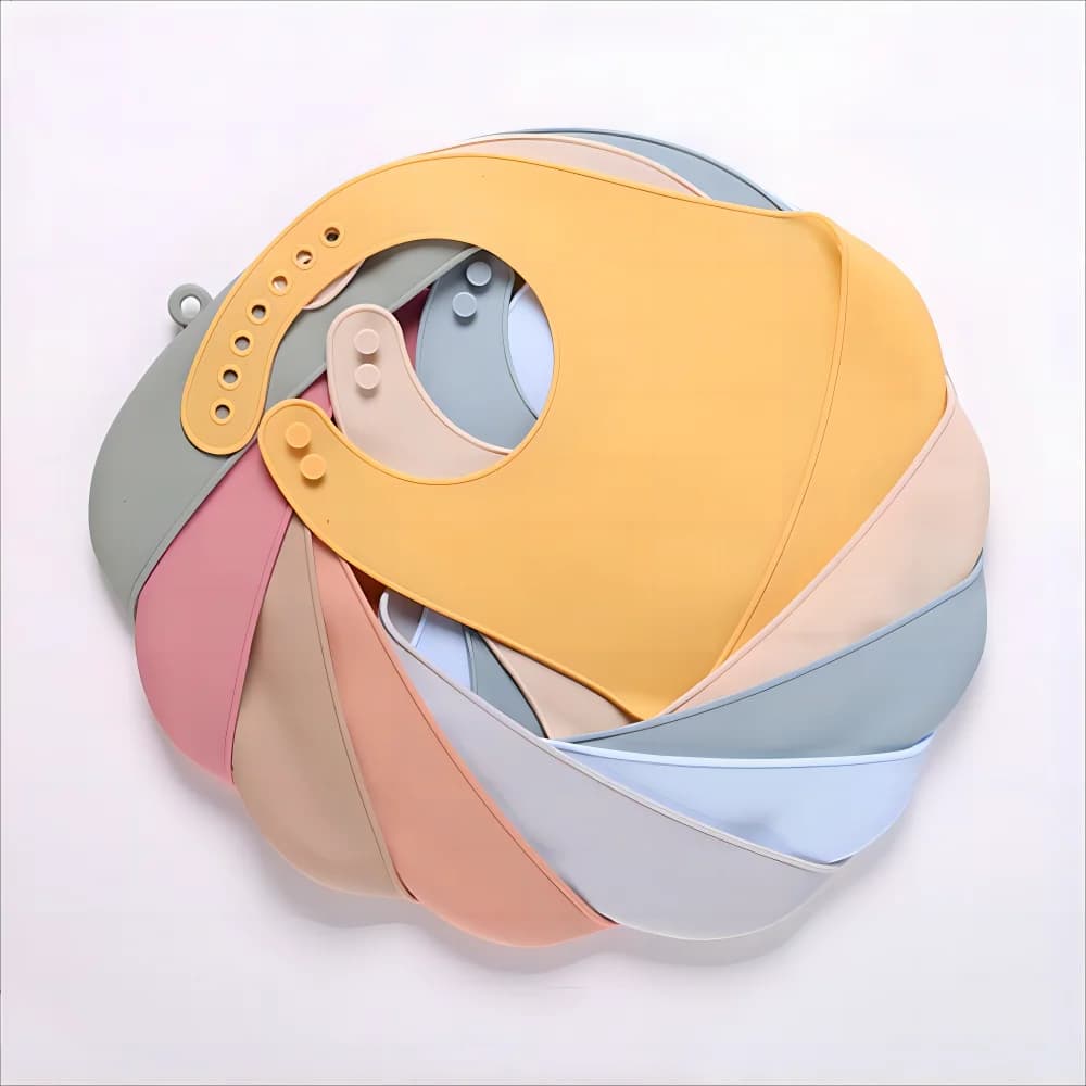 1/2 Piezas Baberos de Silicona de Grado Alimenticio para Bebés, Fáciles de Limpiar, Impermeables, Baberos de Silicona para Niños