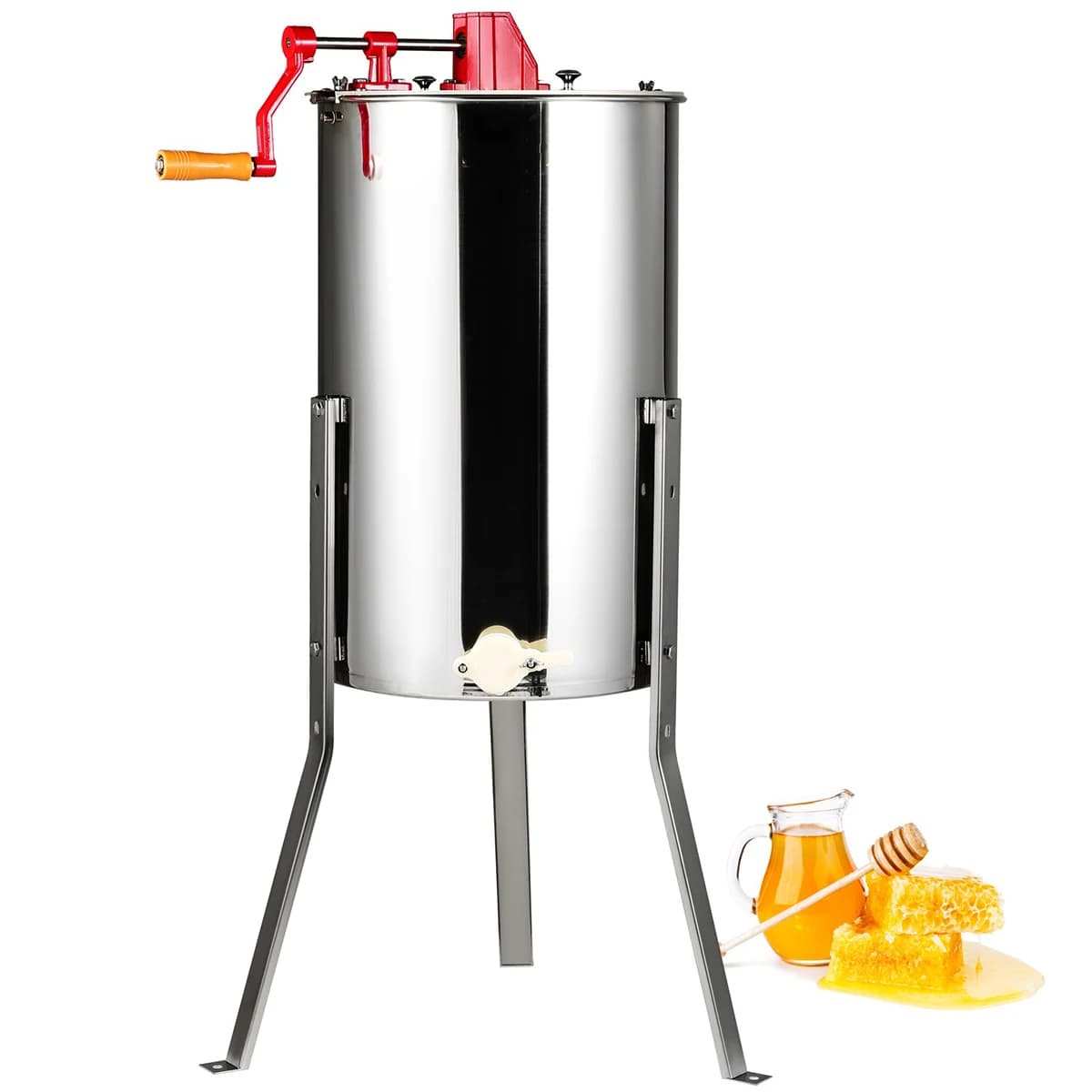 SucceBuy-extractor Manual de miel de acero inoxidable para apicultura, tambor de panal, Spinner con tapa, equipo de centrífuga de apiario ajustable