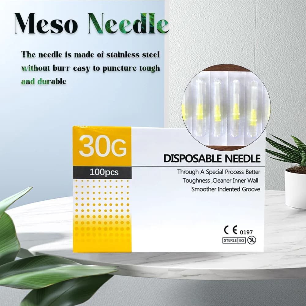 34g 1.5mm, 32g 6mm/13mm, 30g 38mm, 18g Agujas pequeñas desechables, estériles, sin dolor, envasadas individualmente, herramienta de belleza y
