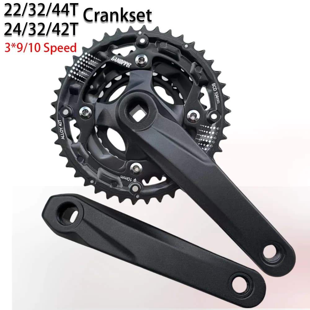 Platos y bielas para bicicleta de montaña, 22/32/44T, 24/32/42T, conexión de cadena de velocidad única/Triple, 64/104BCD, 170/175mm, 3x9/10S, 27S,