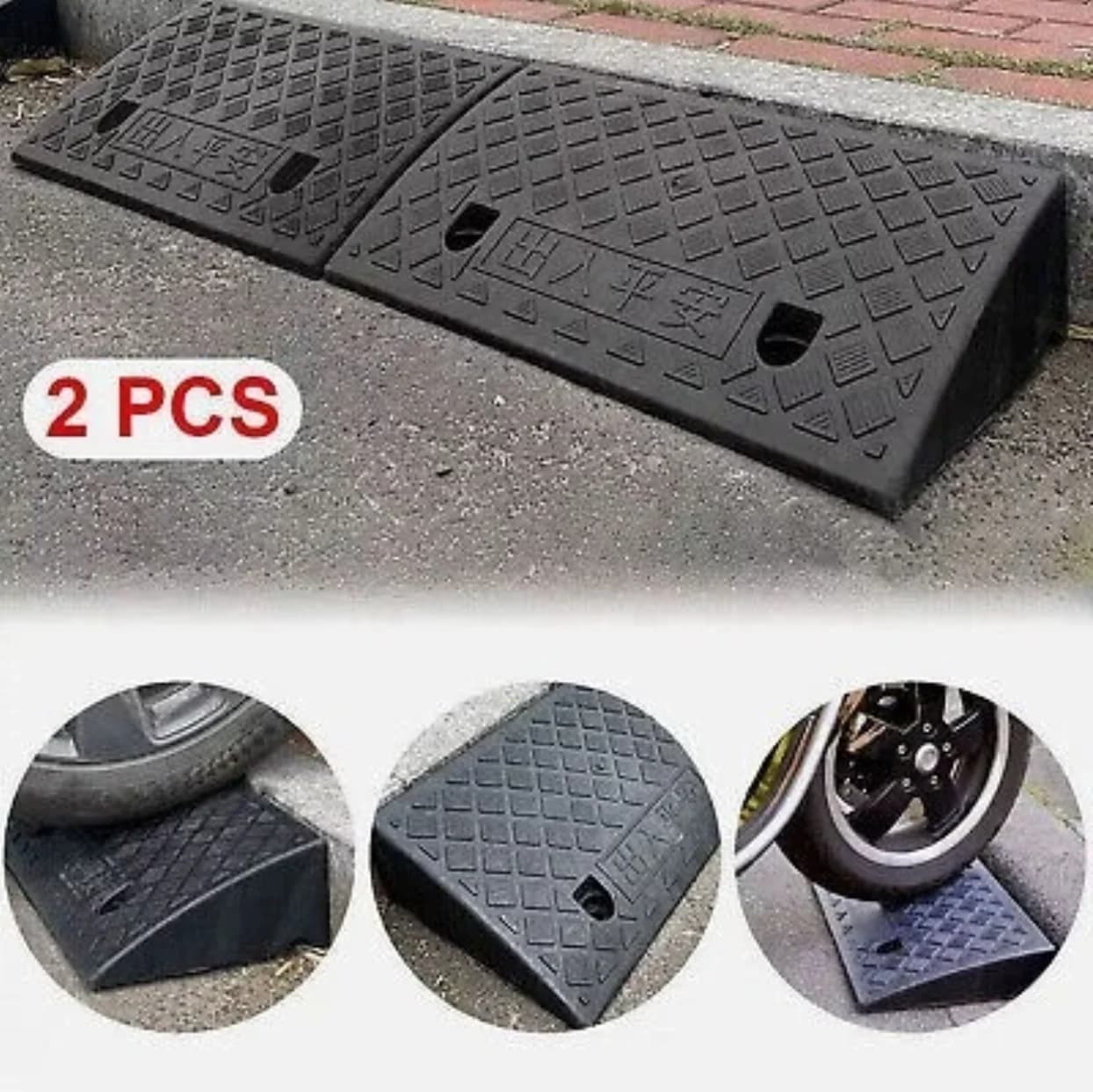 Rampa de umbral portátil (3-10 cm de altura), superficie antideslizante, rampa duradera para coche, motocicleta, silla de ruedas, scooter, acceso a