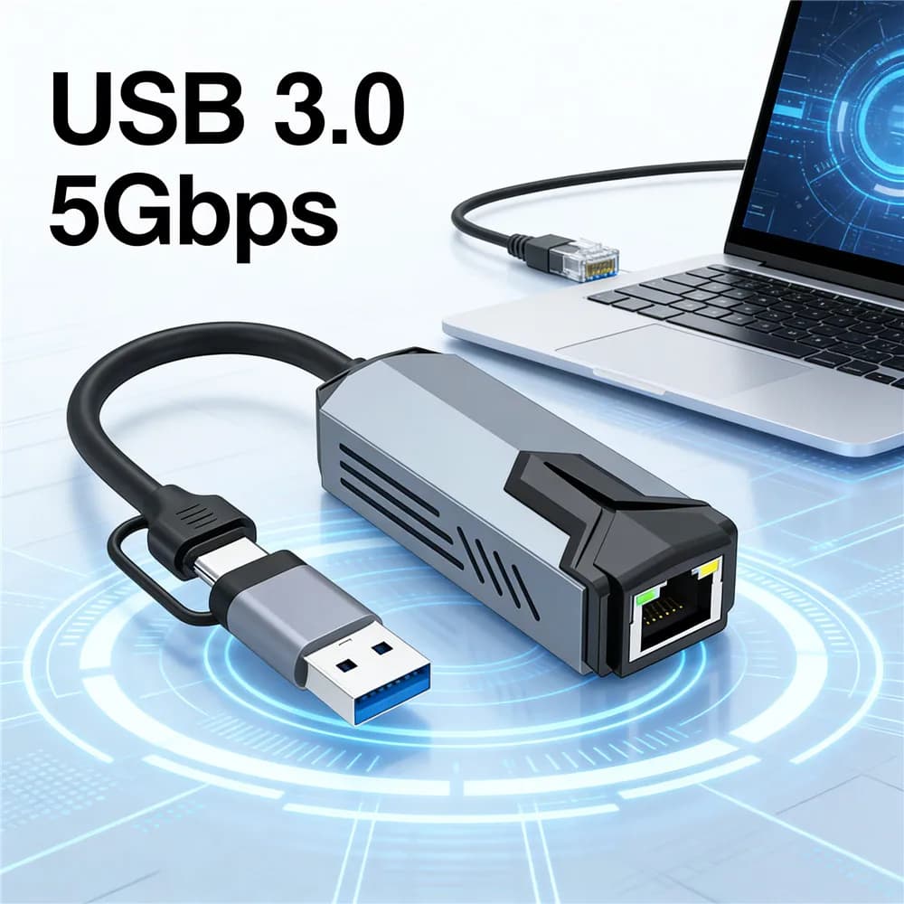 Adaptador de Tarjeta de Red MZX 5000Mbps USB 3.0 Tipo C 5G 2.5G RTL8156 RJ45 LAN Ethernet Gigabit Convertidor para Laptop