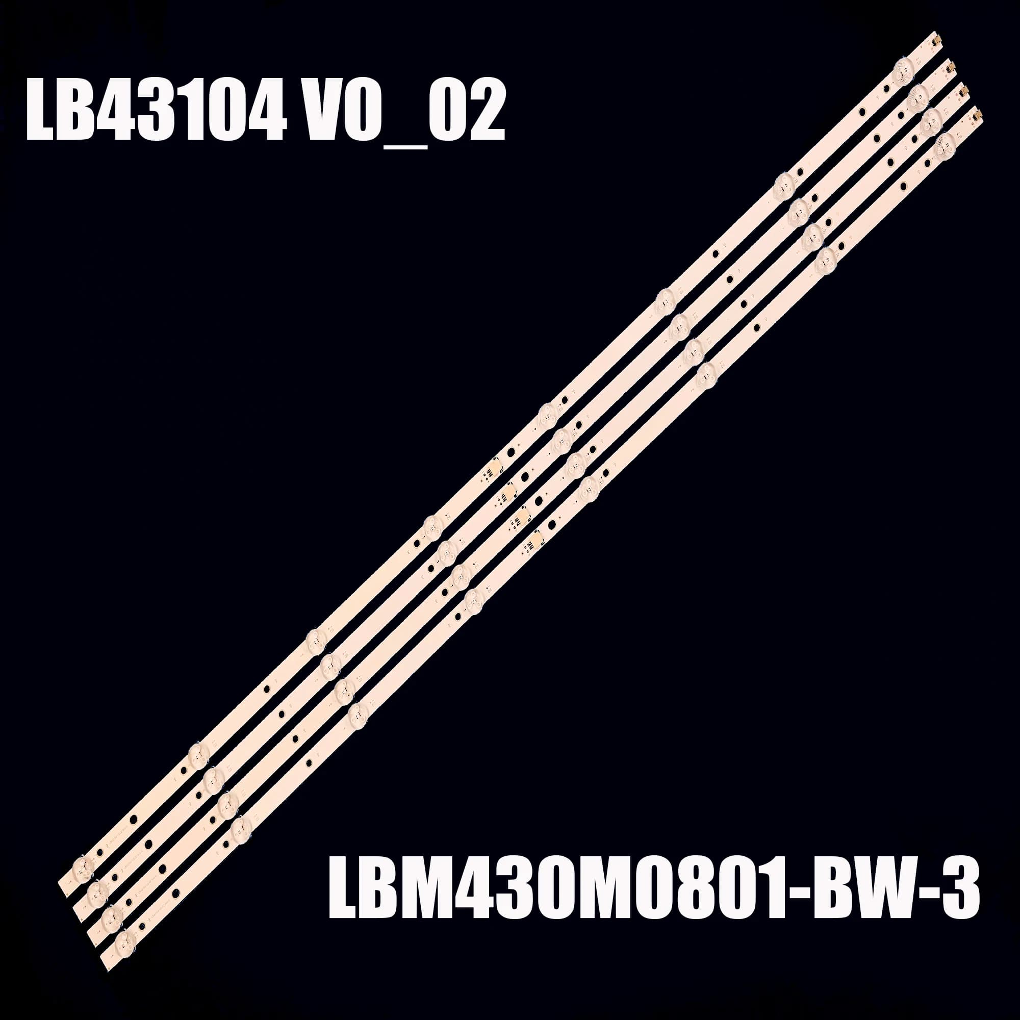Tira de LED para iluminación trasera 8 lámparas para TV de 43 "43PUS6162 43PUS6412 LBM430M0801-BW-3 TPT430U3-EQYSHM.G TPT430H3-QVN01.U LB43104