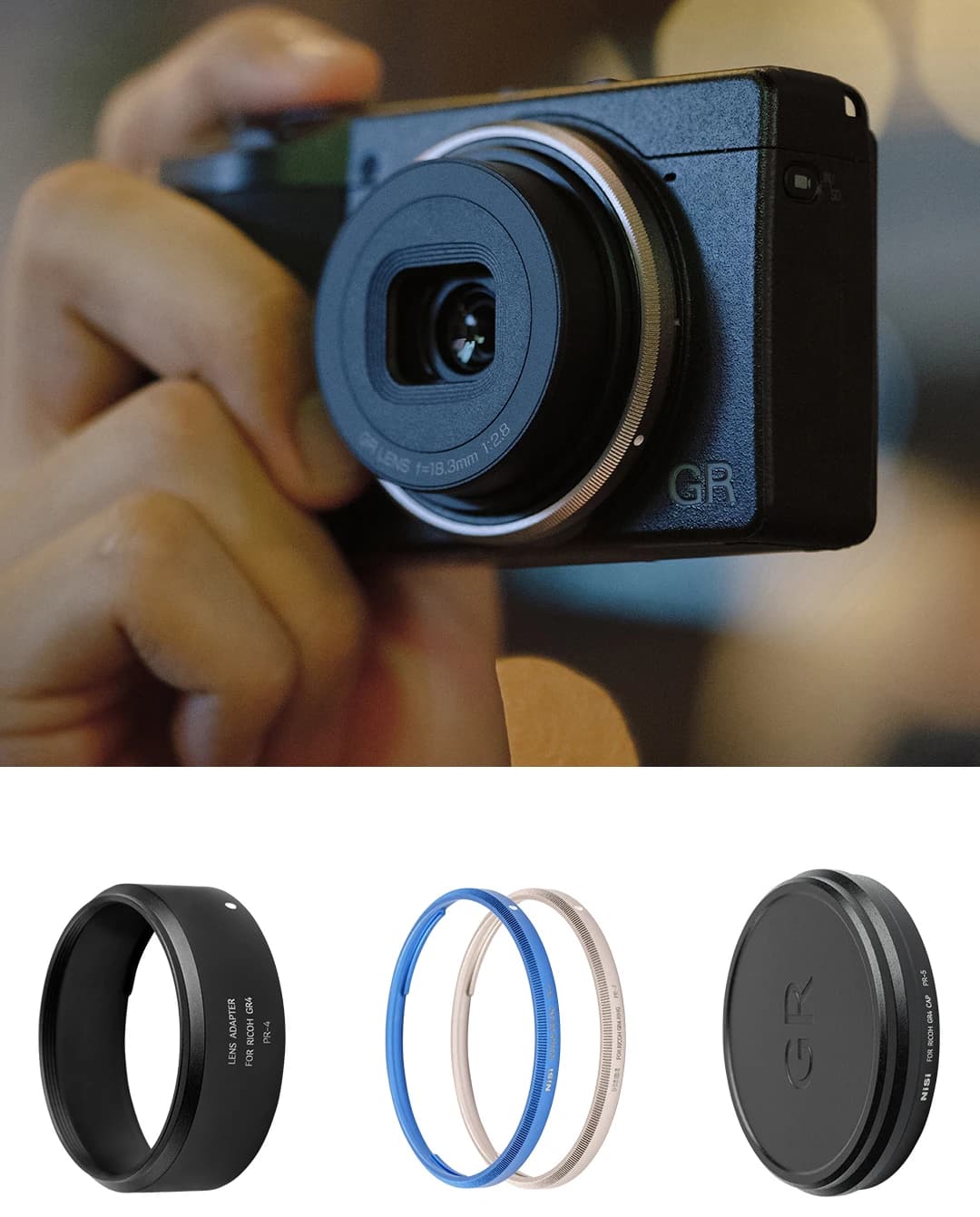 Tapa de lente de cámara NiSi para Ricoh GR IV GRIV GR4, cubierta protectora, tapa de anillo decorativa de Metal, adaptador para filtro de 49mm