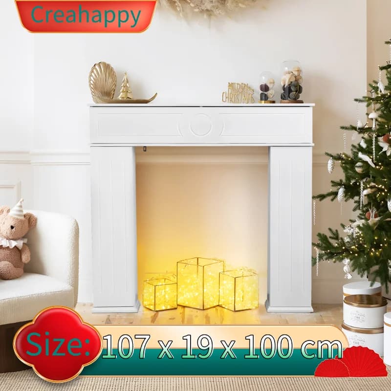 Gabinetes de almacenamiento Creahappy - Gabinetes para chimenea - Aparador decorativo para chimenea con almacenamiento adicional - Para decoración de