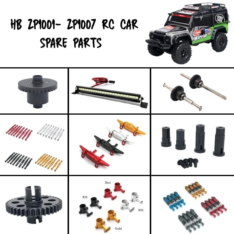 HB 1/10 ZP1001-ZP1007 RC actualización de coche amortiguador de parachoques trasero delantero de Metal copa de dirección engranaje de dirección