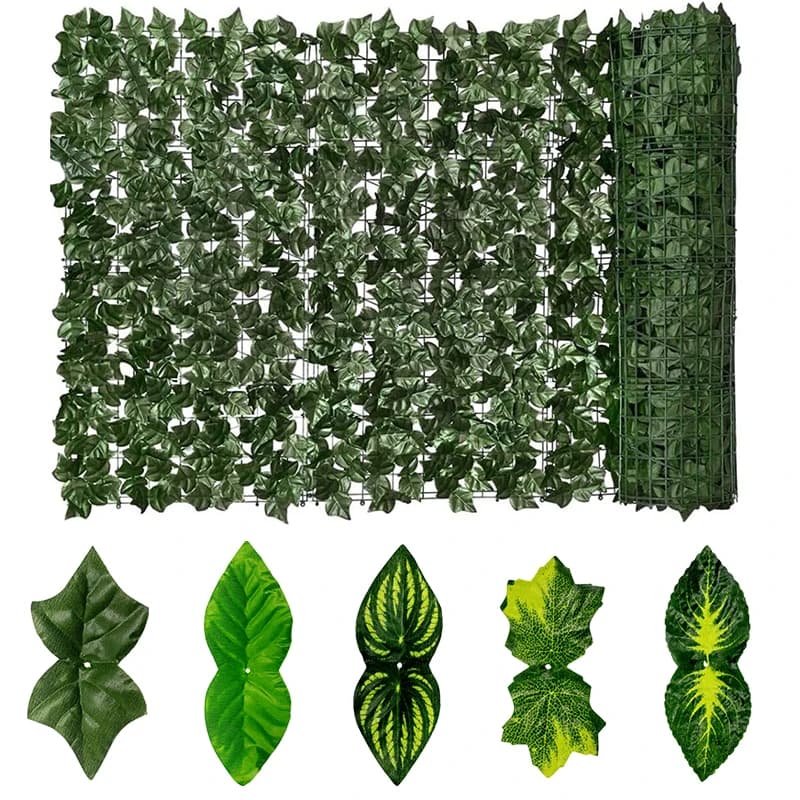 Valla de hojas de 50x500cm, pantalla de privacidad de hiedra, balcón, privacidad, jardín, valla de hojas, seto Artificial, hoja de manzana,
