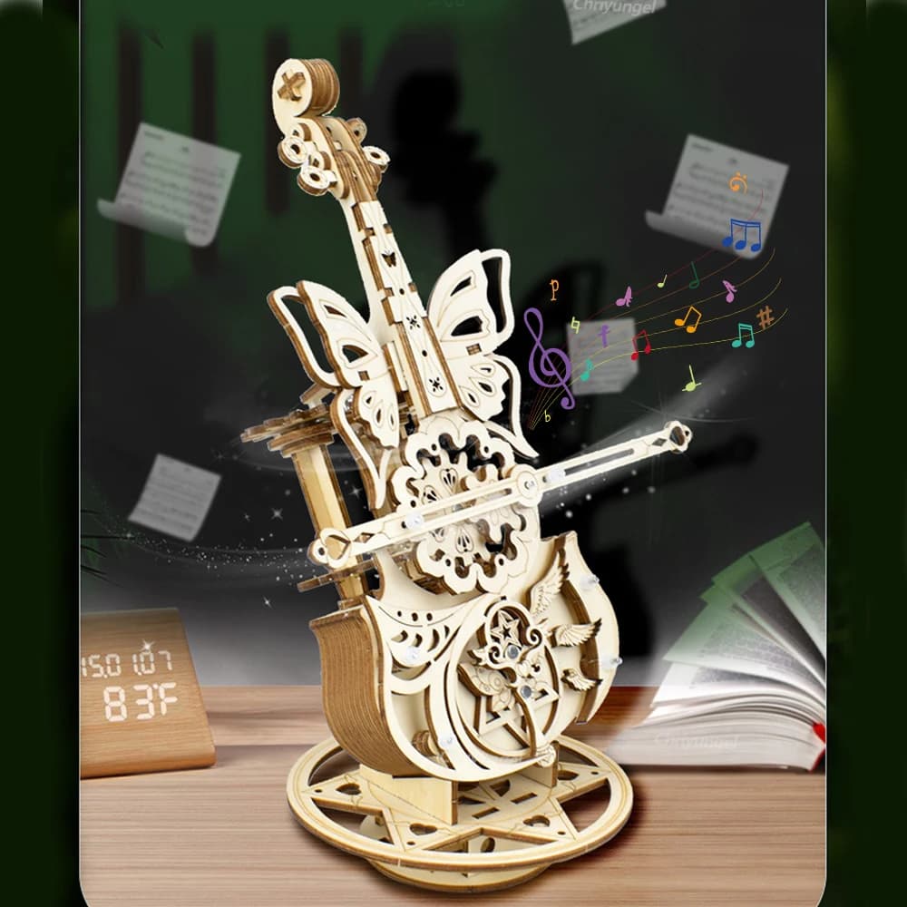 Rompecabezas 3D de madera para violonchelo, modelo DIY, montaje de violín, caja de música, Kits de construcción, decoración para el hogar y la