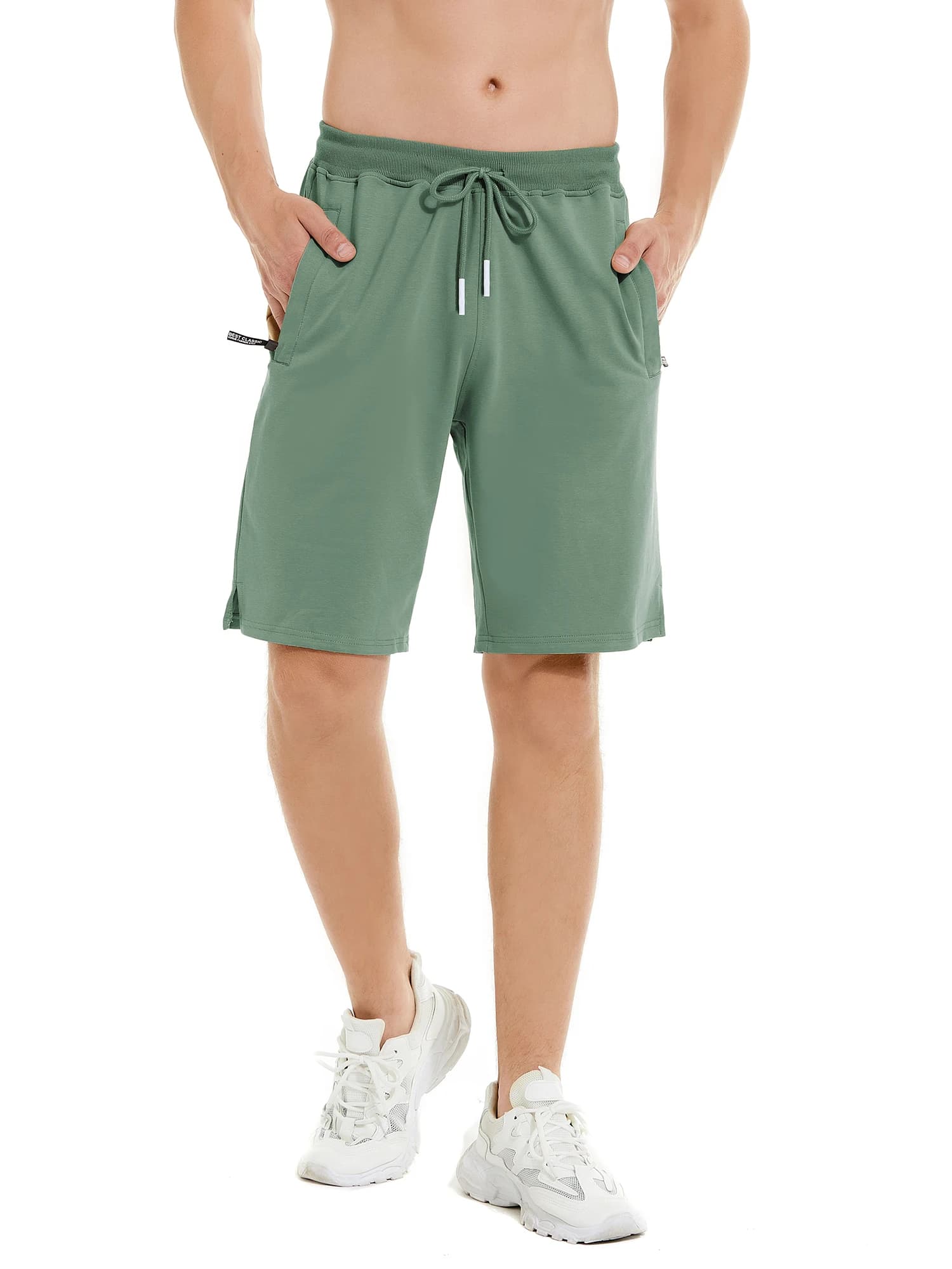 Pantalones cortos con cordón para hombre, de algodón, ajustados, elásticos, deportivos, informales, para correr, Trendyol, ropa masculina