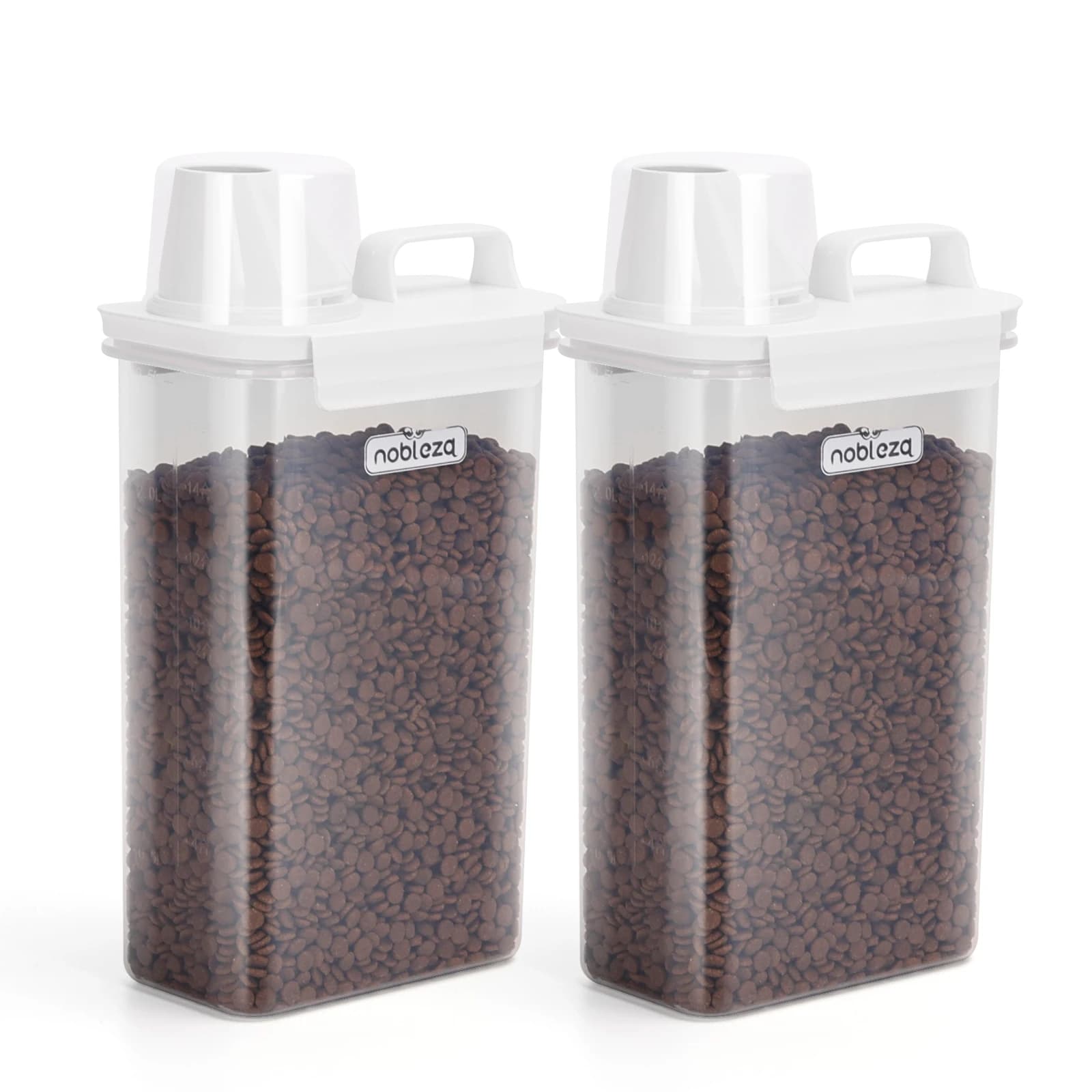 Nobleza Recipiente de Comida para Mascotas, Contenedor Pienso con Vaso Medidor, Juego de 2 Recipientes Herméticos, para Mascotas Comida 2.5L