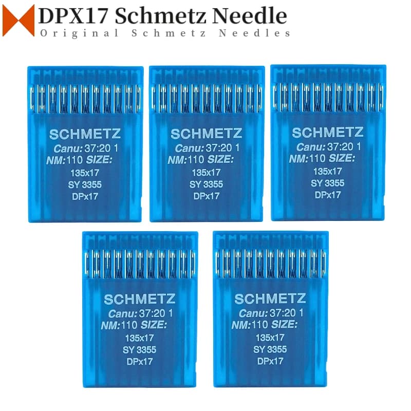 50 Uds DPX17 agujas Schmetz para pie Industrial/máquina de coser de punto de cadeneta SY3355 37:20 135X17 SY 3357
