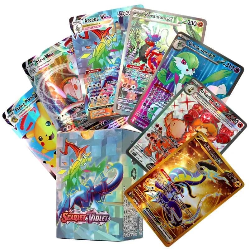 Nuevas Tarjetas Pokémon Holográficas Scarlet Violet 80Vmax 20EX en Inglés, Tarjetas Coleccionables Pokémon, Regalo para Niños