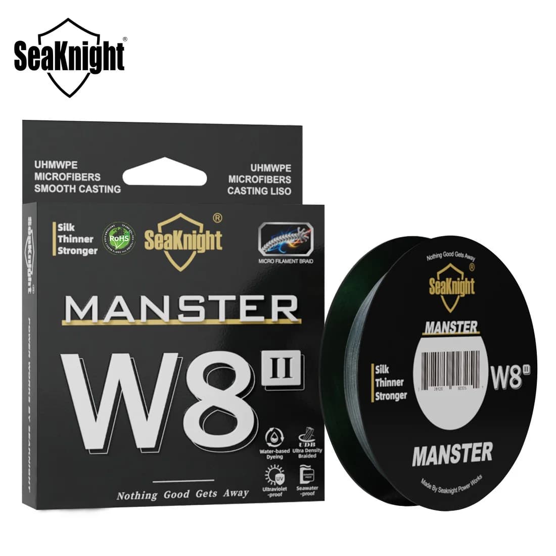 Línea de pesca SeaKnight marca W8 II serie 500M 8 hebras línea de PE trenzada avanzada anti-UV línea de pesca con revestimiento a prueba de agua de