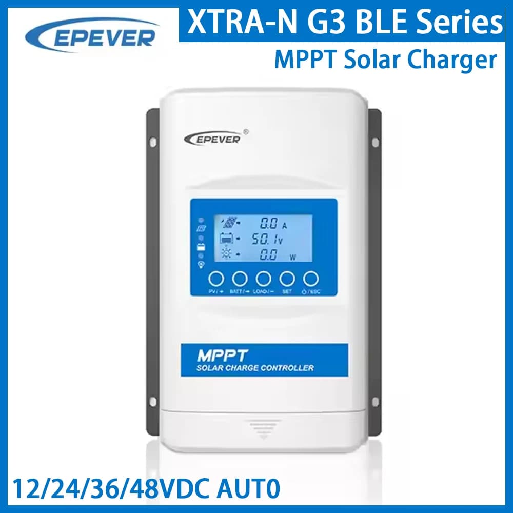 Controlador Solar MPPT EPEVER 10-40A 12/24/36/48V con Bluetooth Integrado XTRA3415N G3 BLE, Compatible con Paneles Solares de 100V, Sin Batería,