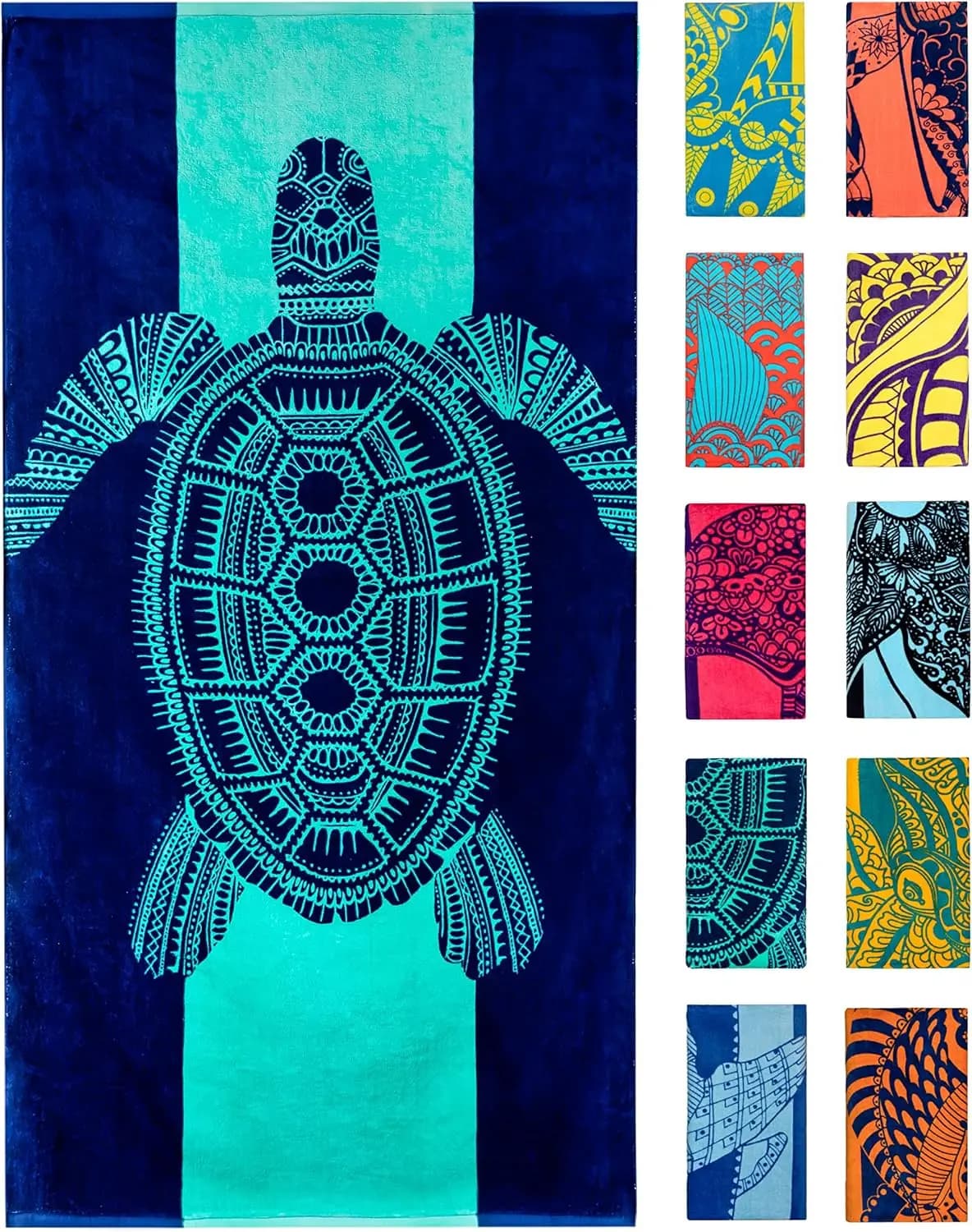 Toallas de baño de algodón para niños y adultos, diseño único de animales tropicales azules, varios tamaños
